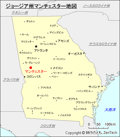 ジョージア州マンチェスター地図