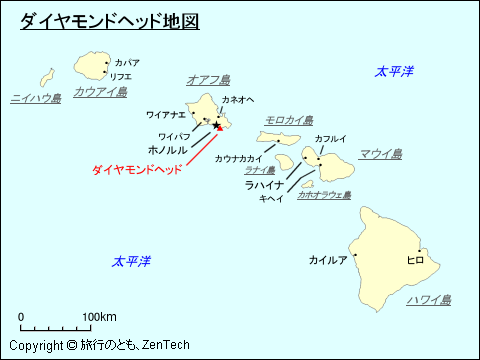 ダイヤモンドヘッド地図