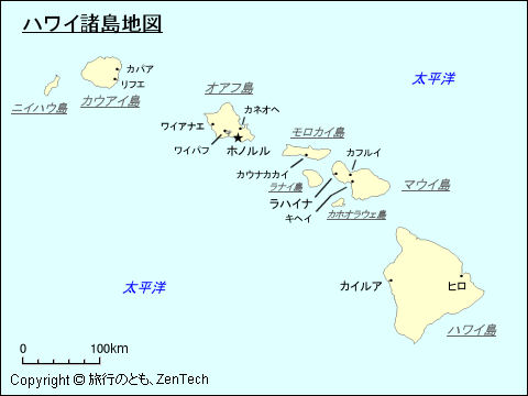 ハワイ諸島地図
