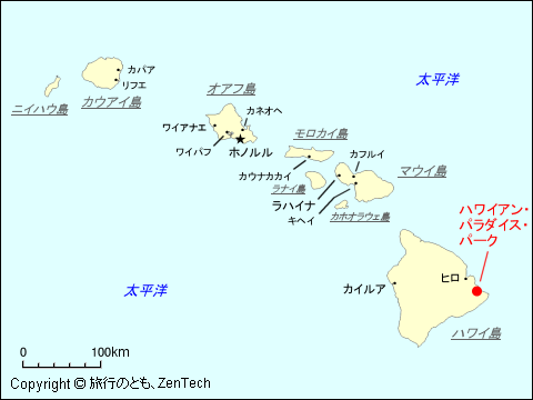 ハワイ諸島ハワイアン・パラダイス・パーク地図