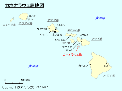 カホオラウェ島地図