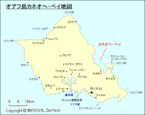 オアフ島カネオヘ・ベイ地図