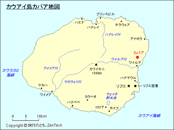 カウアイ島カパア地図