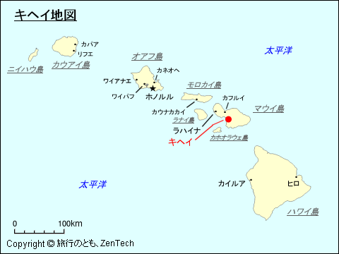 ハワイ諸島キヘイ地図