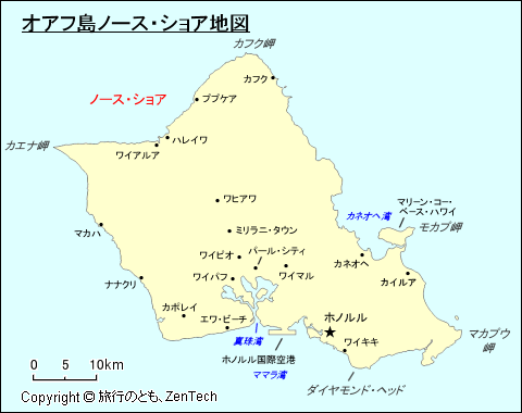 オアフ島ノース・ショア地図