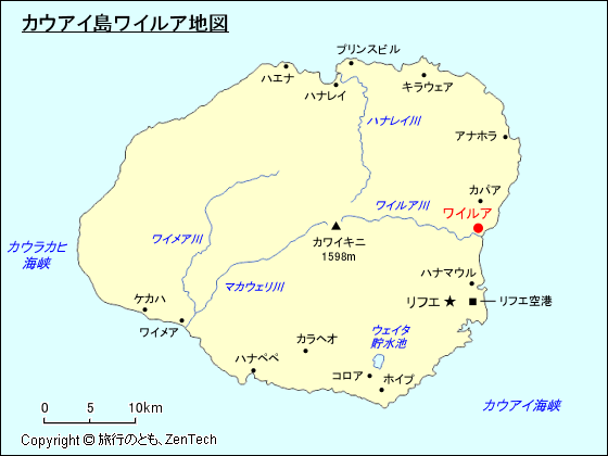 カウアイ島ワイルア地図
