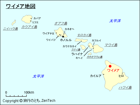 ハワイ諸島ワイメア地図