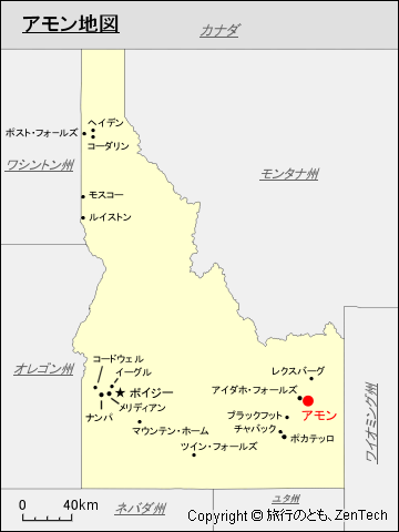 アイダホ州におけるアモン地図