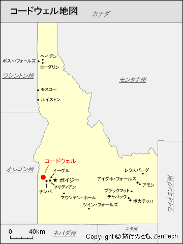 アイダホ州におけるコードウェル地図