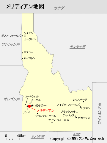 アイダホ州におけるメリディアン地図