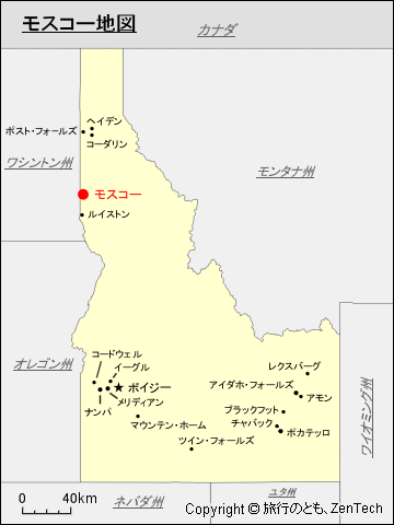 アイダホ州におけるモスコー地図