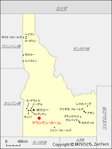 アイダホ州におけるマウンテン・ホーム地図