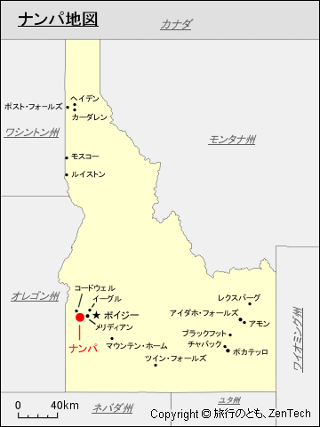 アイダホ州におけるナンパ地図