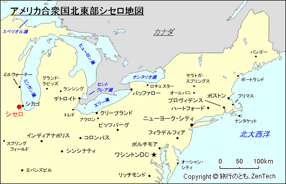 アメリカ合衆国北東部シセロ地図