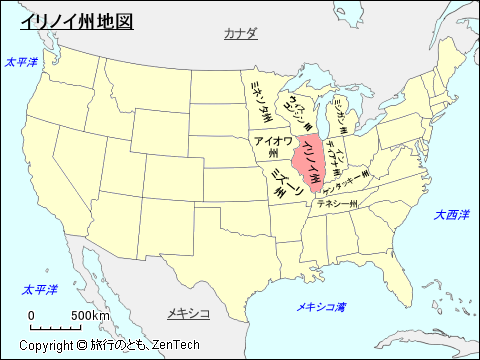 アメリカ合衆国イリノイ州地図