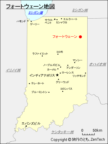 インディアナ州フォートウェイン地図