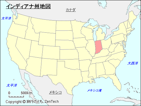 アメリカ合衆国インディアナ州地図