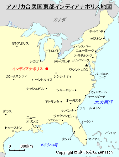 アメリカ合衆国東部インディアナポリス地図