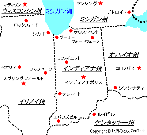インディアナ州 地図