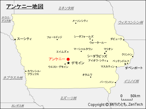 アイオワ州におけるアンケニー地図
