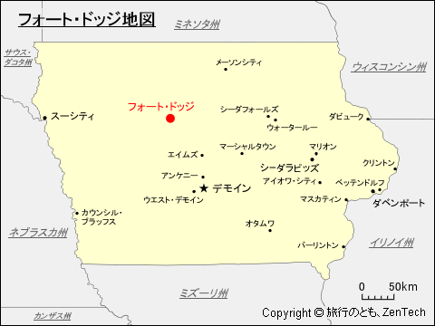 アイオワ州におけるフォート・ドッジ地図