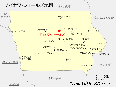 アイオワ州におけるアイオワ・フォールズ地図
