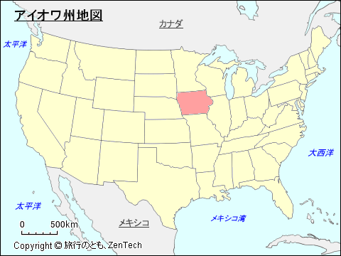 アメリカ合衆国アイオワ州地図