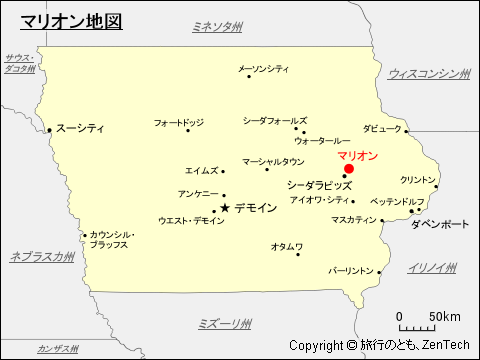アイオワ州におけるマリオン地図