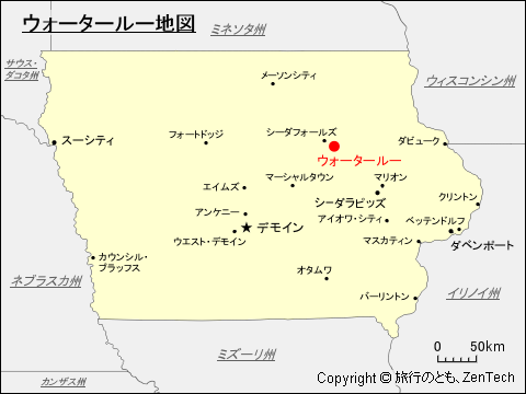 アイオワ州におけるウォータールー地図
