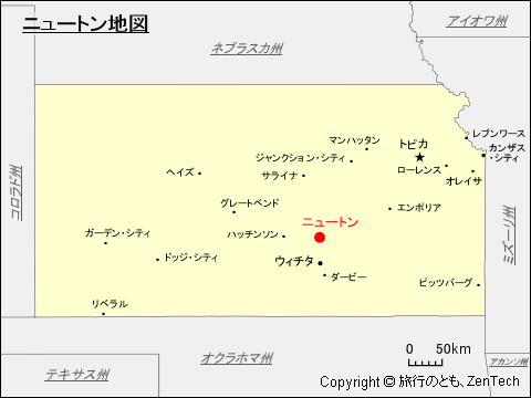 カンザス州ニュートン地図