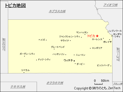 カンザス州トピカ地図