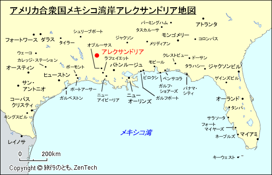 アメリカ合衆国メキシコ湾岸アレクサンドリア地図