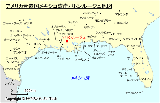 アメリカ合衆国メキシコ湾岸バトンルージュ地図