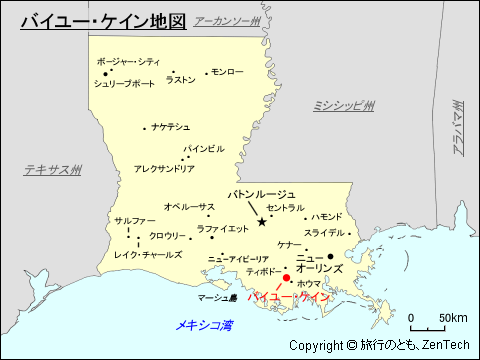 バイユー・ケイン地図