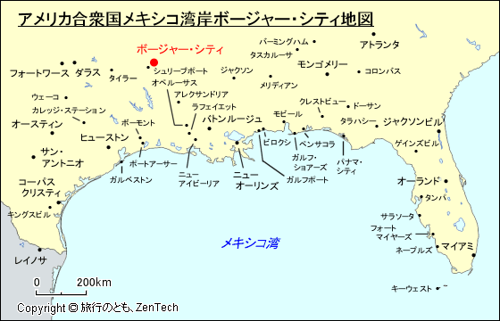 アメリカ合衆国メキシコ湾岸ボージャー・シティ地図