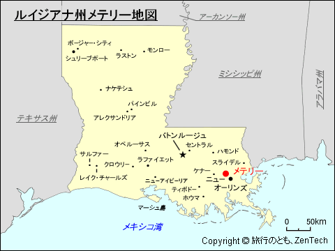 ルイジアナ州メテリー地図