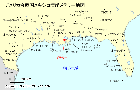 アメリカ合衆国メキシコ湾岸メテリー地図