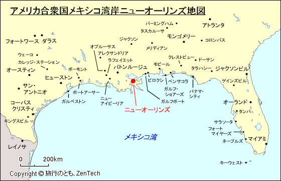 アメリカ合衆国メキシコ湾岸ニューオーリンズ地図