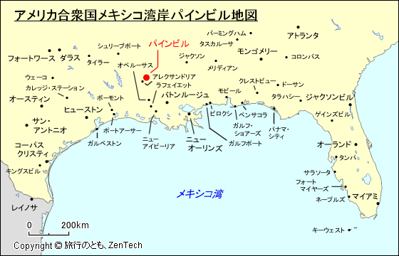 アメリカ合衆国メキシコ湾岸パインビル地図