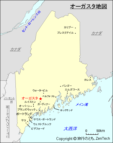 メイン州オーガスタ地図