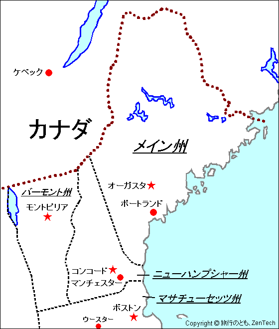 メイン州地図 旅行のとも Zentech