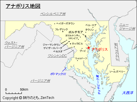 メリーランド州アナポリス地図