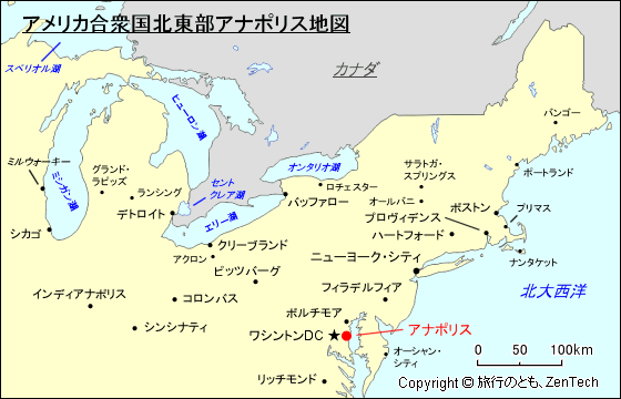 アメリカ合衆国北東部アナポリス地図