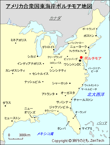 アメリカ合衆国東海岸ボルチモア地図