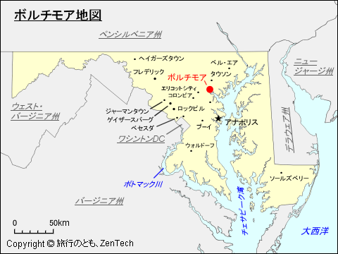 メリーランド州ボルチモア地図