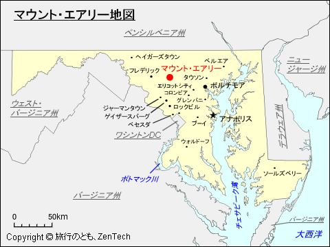 マウント・エアリー地図