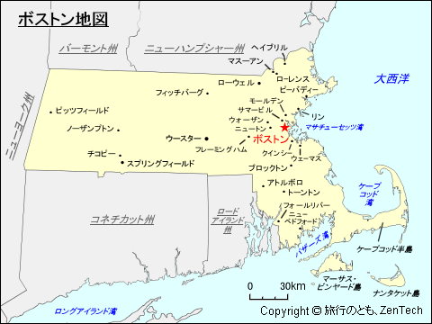 マサチューセッツ州ボストン地図