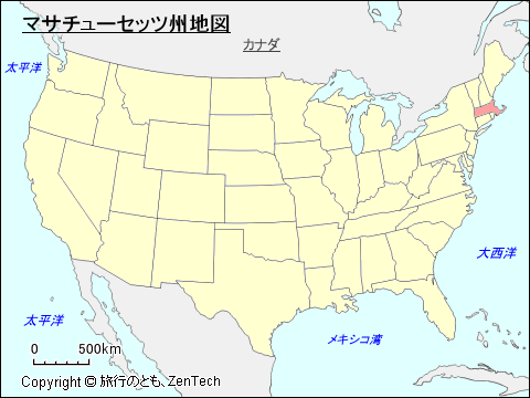 アメリカ合衆国マサチューセッツ州地図