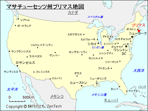 マサチューセッツ州プリマス地図