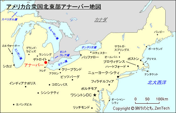 アメリカ合衆国北東部アナーバー地図